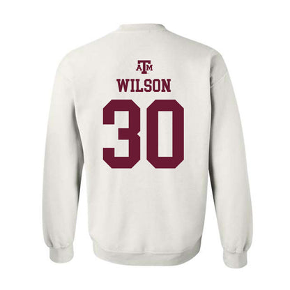 Texas A&M - NCAA Baseball : Kaiden Wilson - White Out 2026 Crewneck Sweatshirt-1
