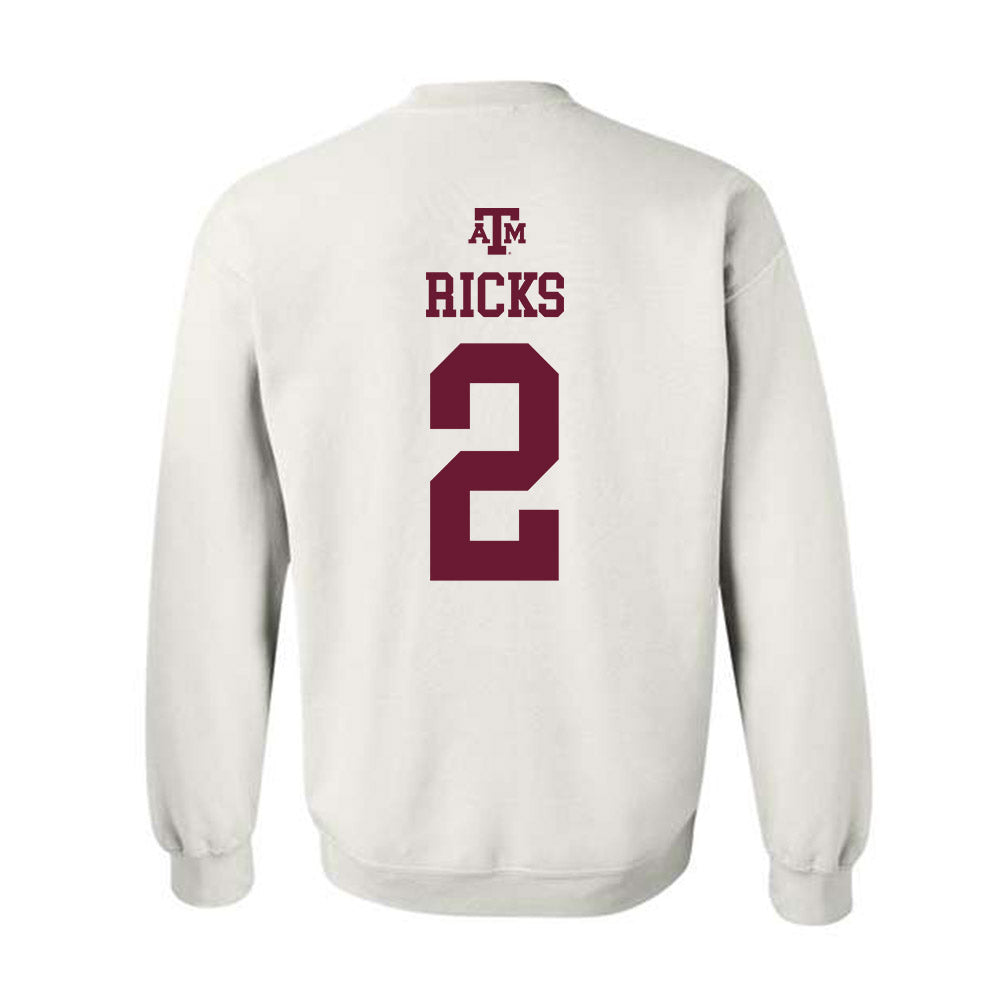 Texas A&M - NCAA Football : Dezz Ricks - White Out 2026 Crewneck Sweatshirt-1