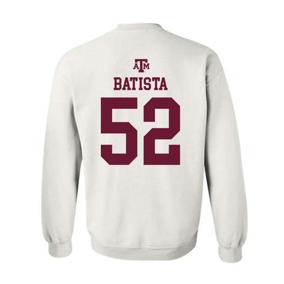 Texas A&M - NCAA Baseball : Elijah Batista - White Out 2026 Crewneck Sweatshirt-1
