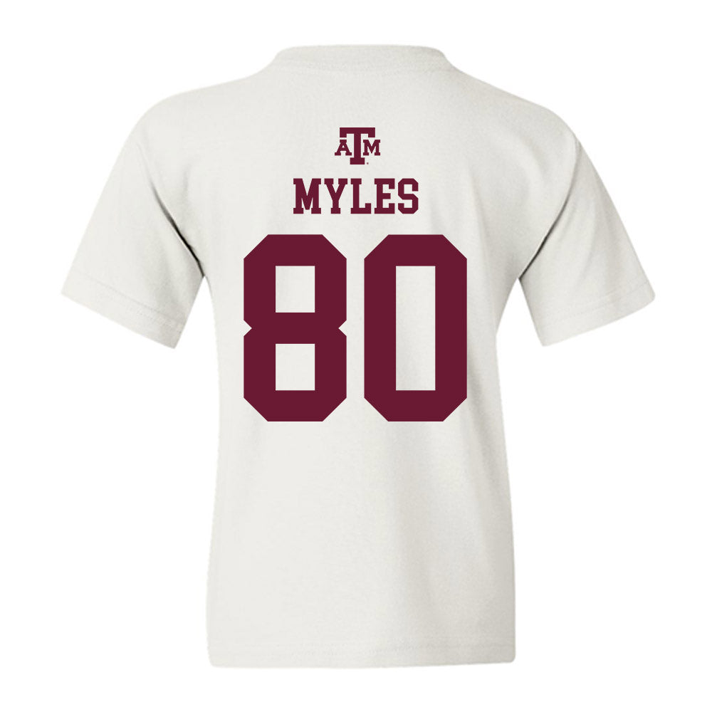 Texas A&M - NCAA Football : Jerome Myles - White Out 2026 Youth T-Shirt-1