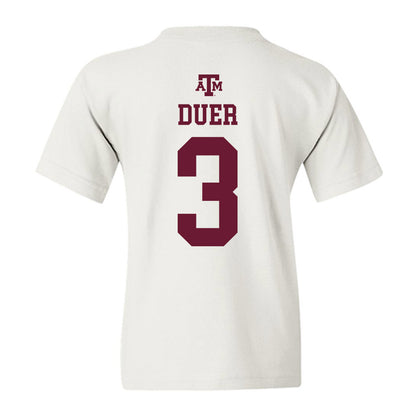 Texas A&M - NCAA Baseball : Jake Duer - White Out 2026 Youth T-Shirt-1
