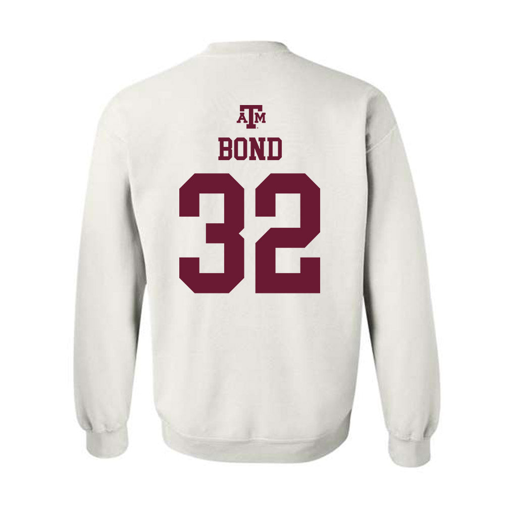Texas A&M - NCAA Baseball : Hunter Bond - White Out 2026 Crewneck Sweatshirt-1