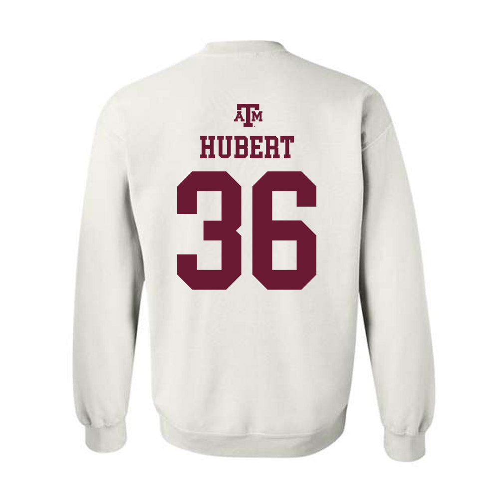 Texas A&M - NCAA Baseball : Cole Hubert - White Out 2026 Crewneck Sweatshirt-1