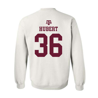 Texas A&M - NCAA Baseball : Cole Hubert - White Out 2026 Crewneck Sweatshirt-1