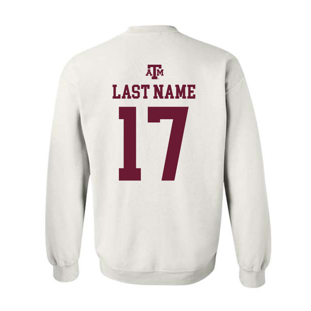 Texas A&M - NCAA Baseball : Zane Becker - White Out 2026 Crewneck Sweatshirt-1