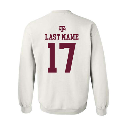 Texas A&M - NCAA Baseball : Zane Becker - White Out 2026 Crewneck Sweatshirt-1