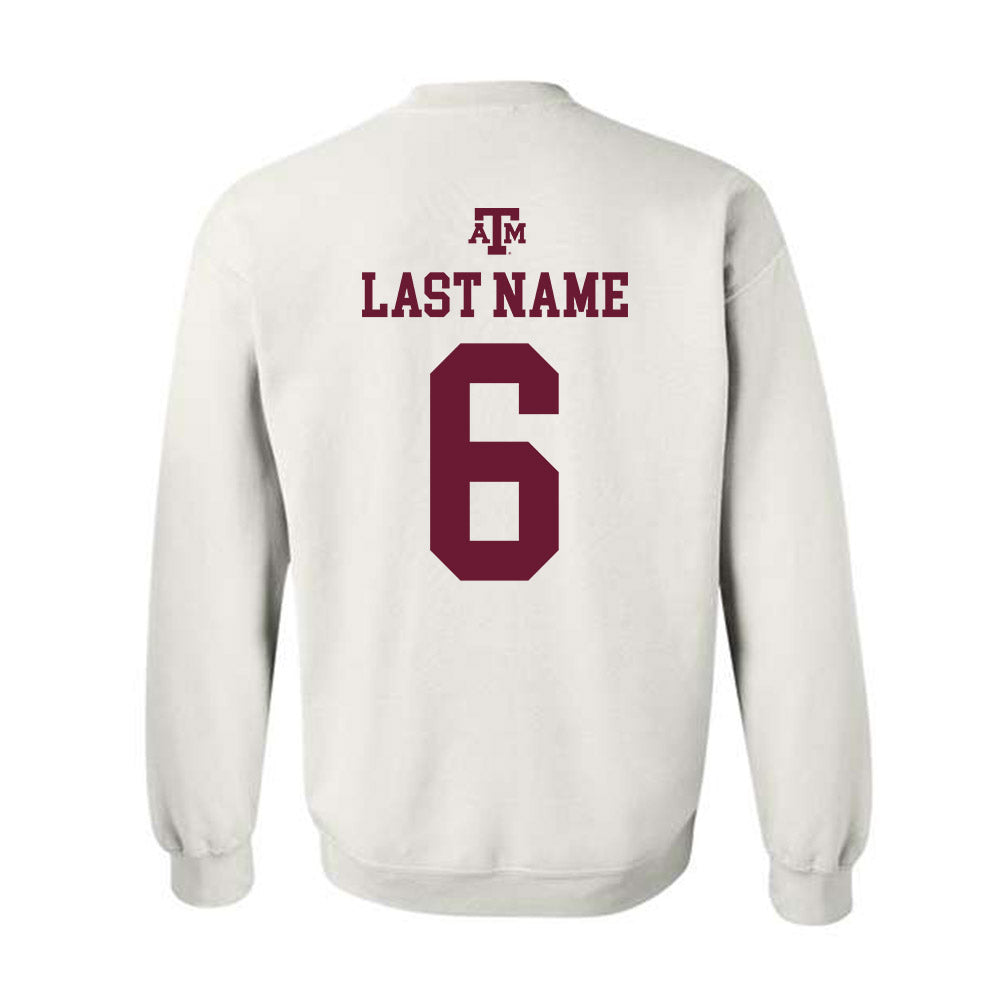 Texas A&M - NCAA Baseball : Boston Kellner - White Out 2026 Crewneck Sweatshirt-1