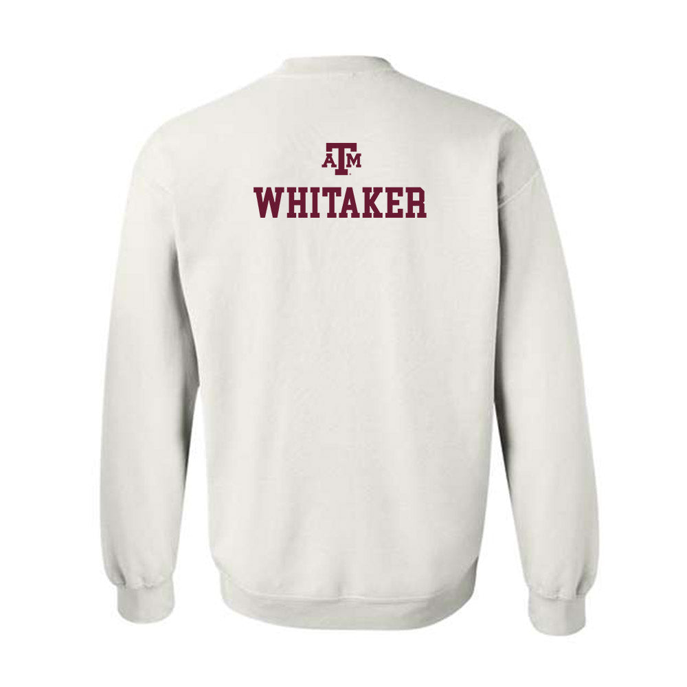 Texas A&M - NCAA Women's Swimming & Diving : Ava Whitaker - White Out 2026 Crewneck Sweatshirt-1