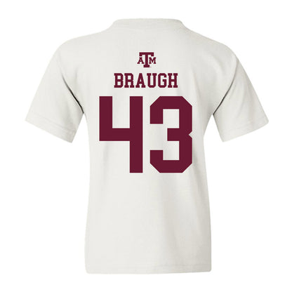 Texas A&M - NCAA Football : Carter Braugh - White Out 2026 Youth T-Shirt-1