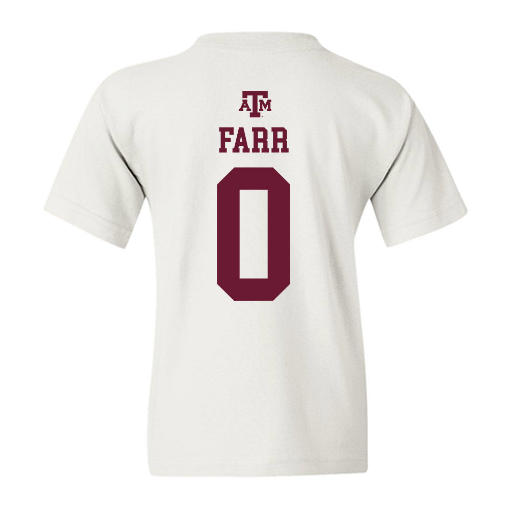 Texas A&M - NCAA Baseball : Sawyer Farr - White Out 2026 Youth T-Shirt-1