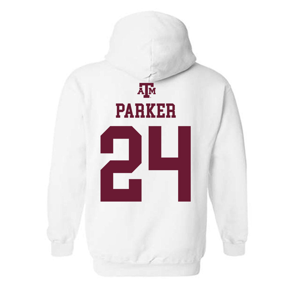Texas A&M - NCAA Women's Basketball : Emerald Parker - White Out 2026 Hooded Sweatshirt-1