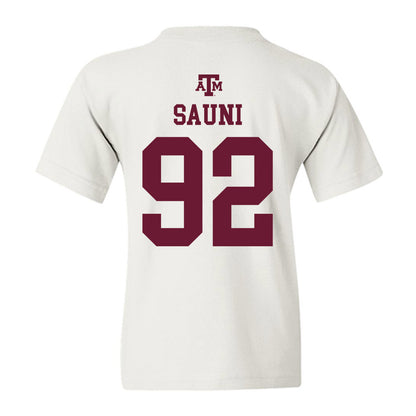 Texas A&M - NCAA Softball : Madison Sauni - White Out 2026 Youth T-Shirt-1