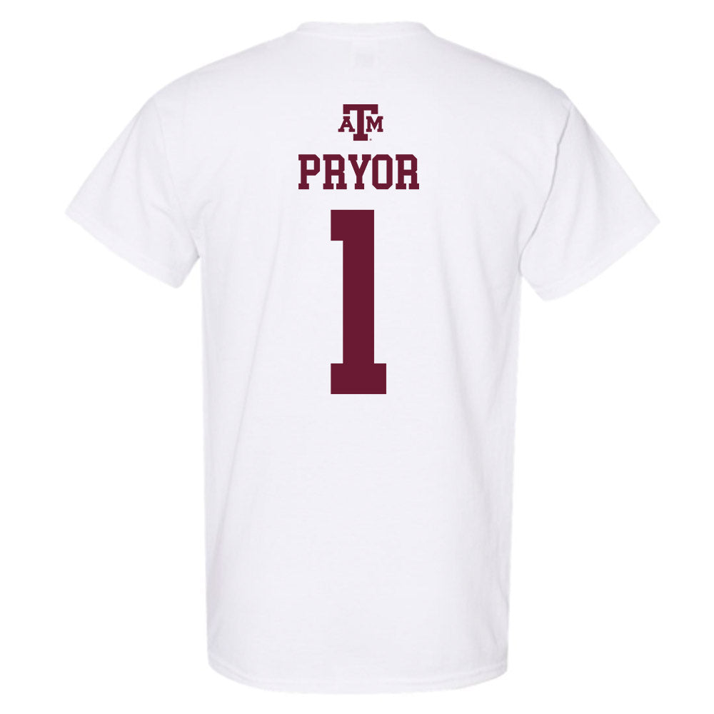 Texas A&M - NCAA Women's Basketball : Ny'Ceara Pryor - White Out 2026 T-Shirt-1