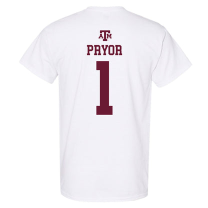 Texas A&M - NCAA Women's Basketball : Ny'Ceara Pryor - White Out 2026 T-Shirt-1