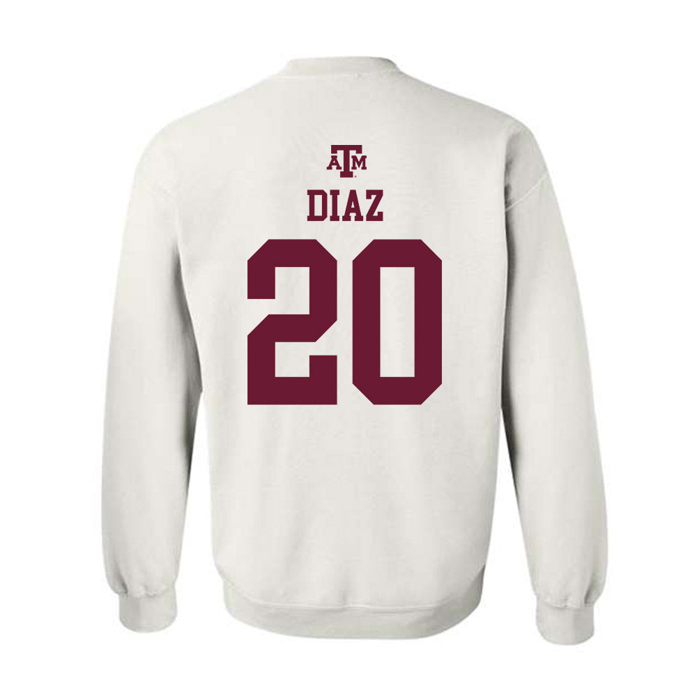Texas A&M - NCAA Women's Soccer : Leah Diaz - White Out 2026 Crewneck Sweatshirt-1
