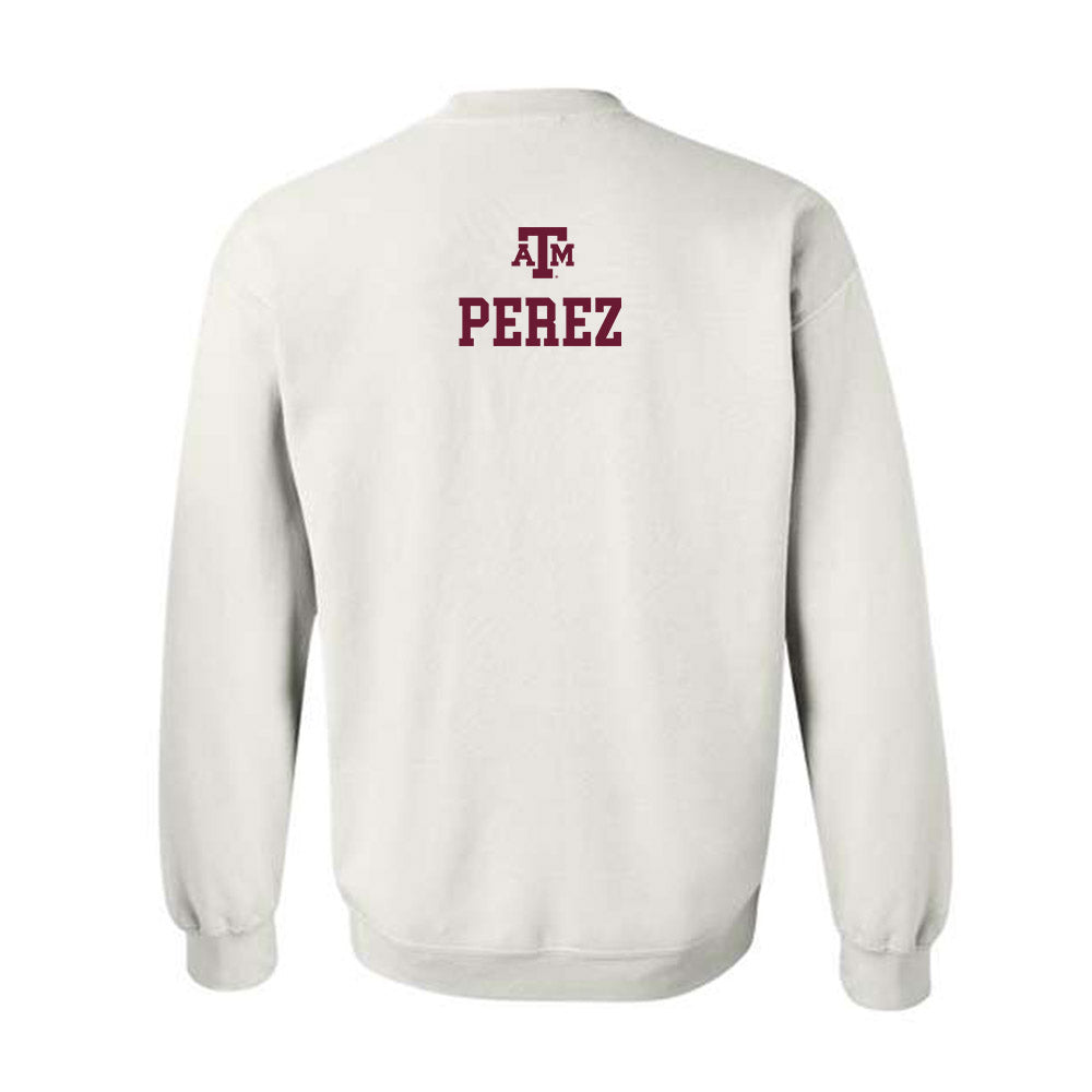 Texas A&M - NCAA Women's Tennis : Lucciana Perez - White Out 2026 Crewneck Sweatshirt-1