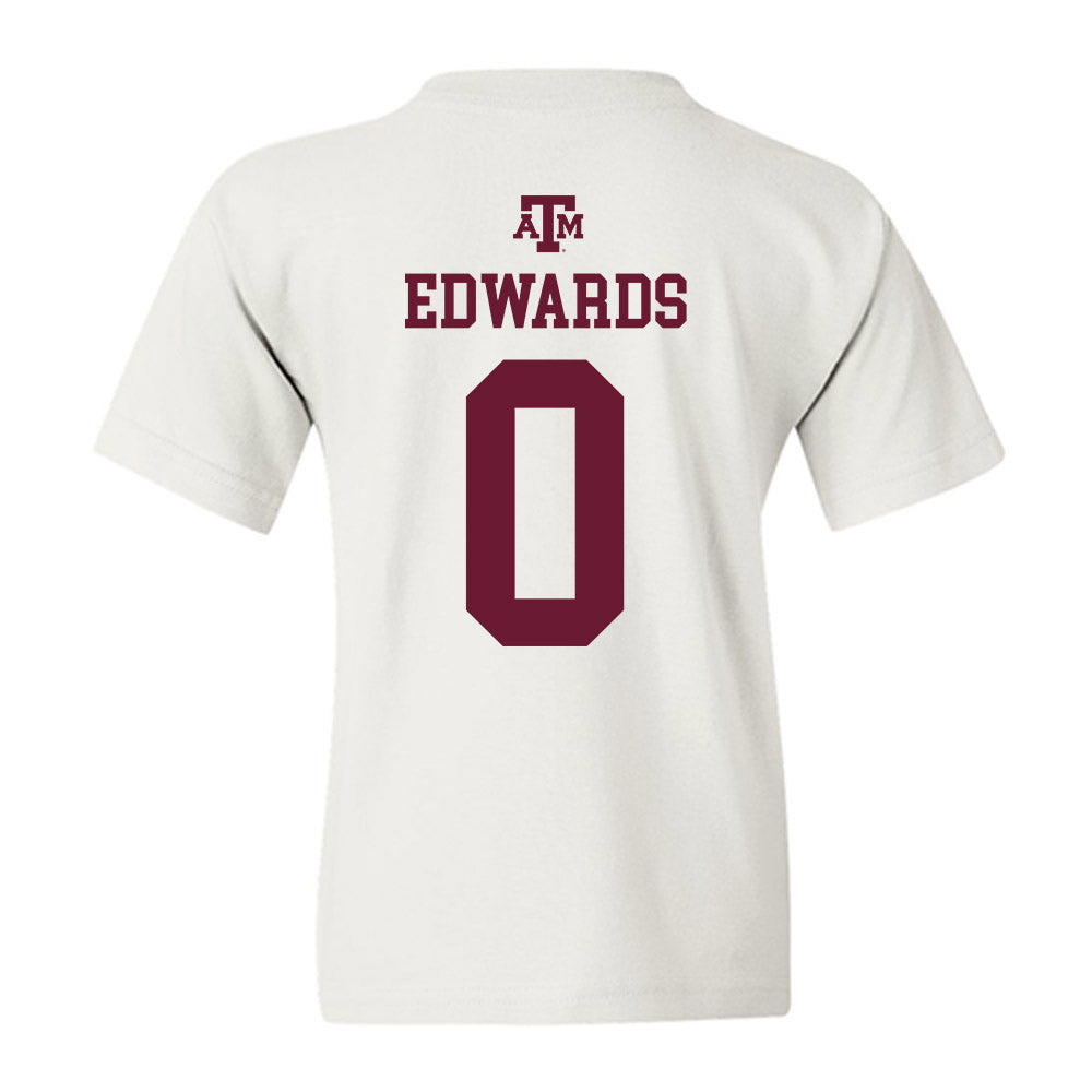 Texas A&M - NCAA Football : Kelwin Edwards - White Out 2026 Youth T-Shirt-1
