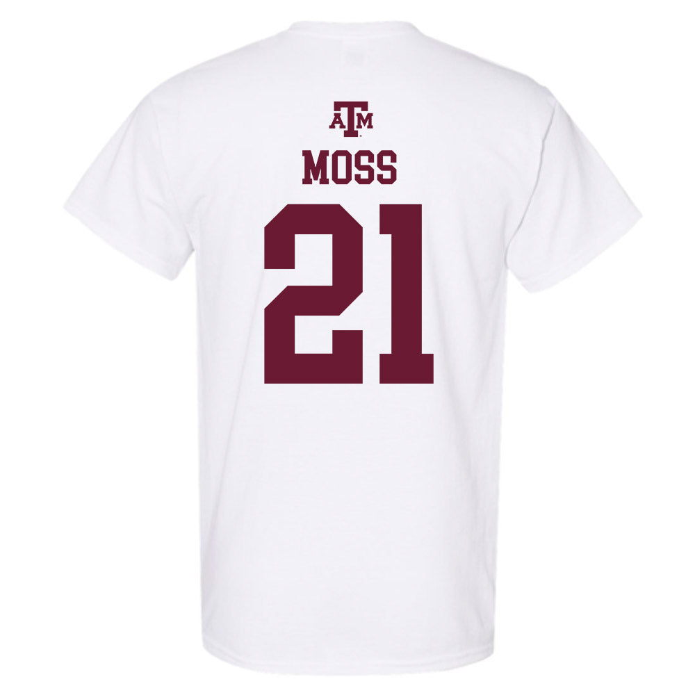 Texas A&M - NCAA Baseball : Weston Moss - White Out 2026 T-Shirt-1