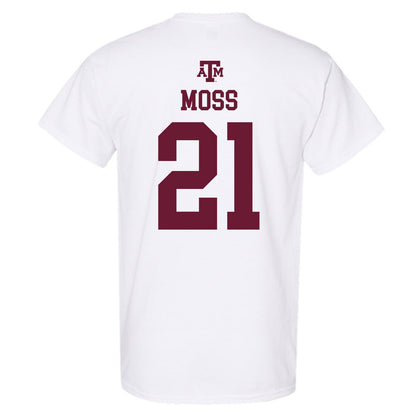 Texas A&M - NCAA Baseball : Weston Moss - White Out 2026 T-Shirt-1
