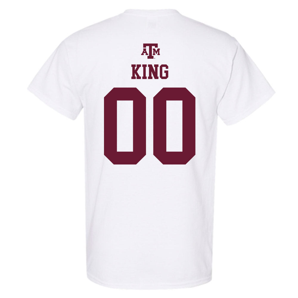 Texas A&M - NCAA Baseball : Cayden King - White Out 2026 T-Shirt-1