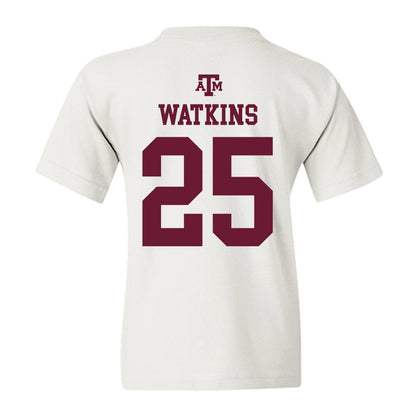 Texas A&M - NCAA Football : Tamarion Watkins - White Out 2026 Youth T-Shirt-1
