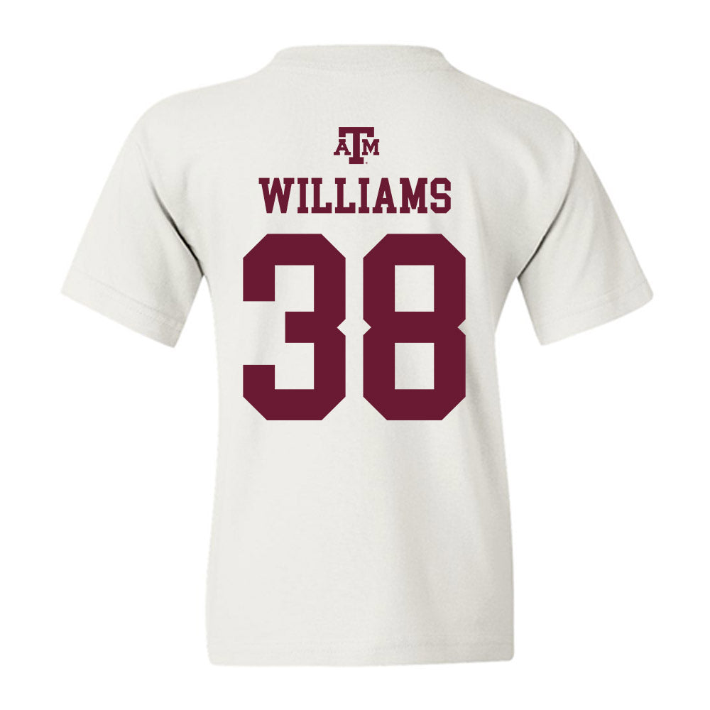 Texas A&M - NCAA Football : Whitaker Williams - White Out 2026 Youth T-Shirt-1