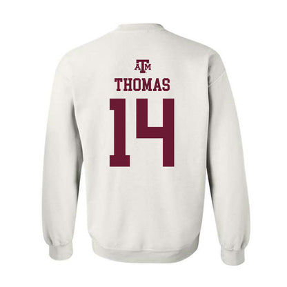 Texas A&M - NCAA Football : Jayvon Thomas - White Out 2026 Crewneck Sweatshirt-1