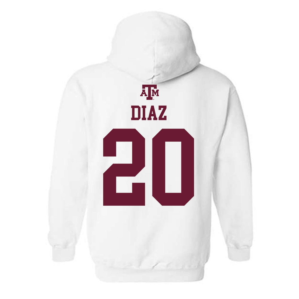 Texas A&M - NCAA Women's Soccer : Leah Diaz - White Out 2026 Hooded Sweatshirt-1