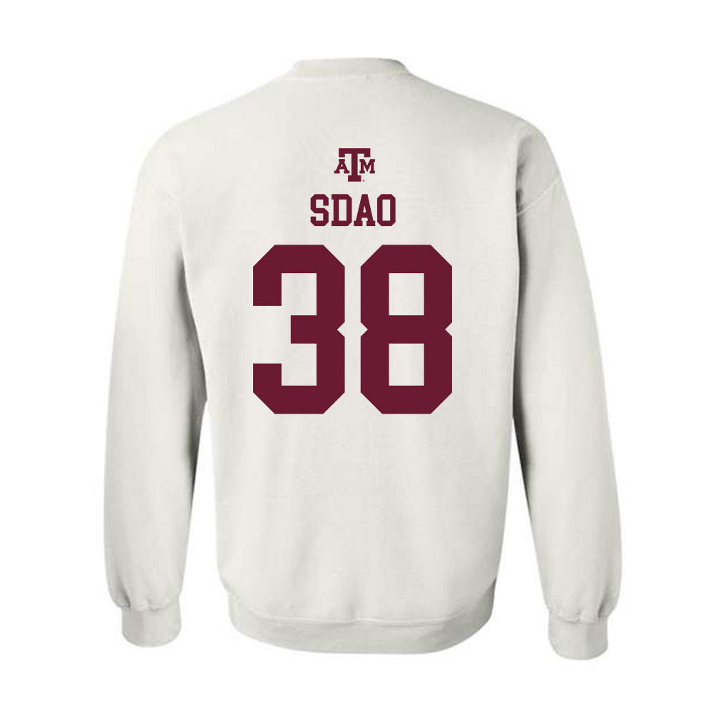 Texas A&M - NCAA Baseball : Shane Sdao - White Out 2026 Crewneck Sweatshirt-1