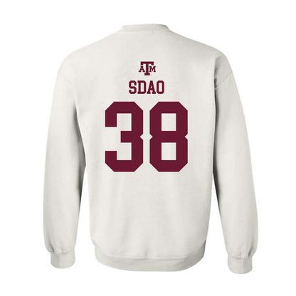 Texas A&M - NCAA Baseball : Shane Sdao - White Out 2026 Crewneck Sweatshirt-1