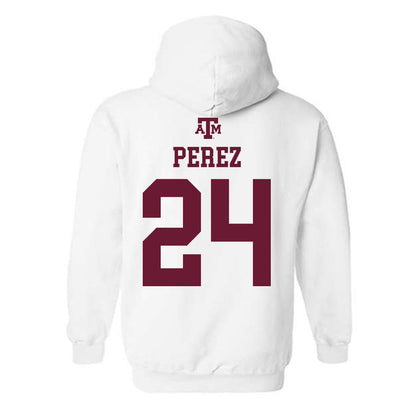 Texas A&M - NCAA Softball : Mya Perez - White Out 2026 Hooded Sweatshirt-1