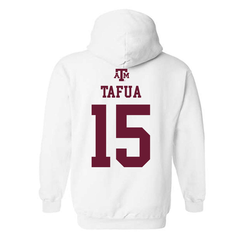 Texas A&M - NCAA Football : Caleb Tafua - White Out 2026 Hooded Sweatshirt-1