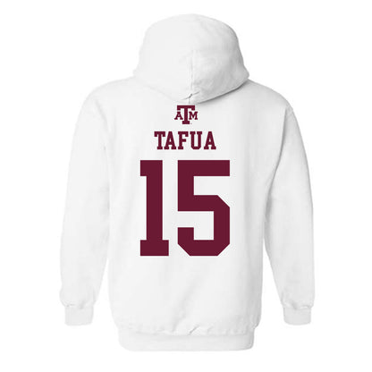 Texas A&M - NCAA Football : Caleb Tafua - White Out 2026 Hooded Sweatshirt-1