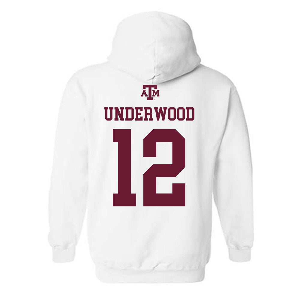 Texas A&M - NCAA Women's Volleyball : Ava Underwood - White Out 2026 Hooded Sweatshirt-1