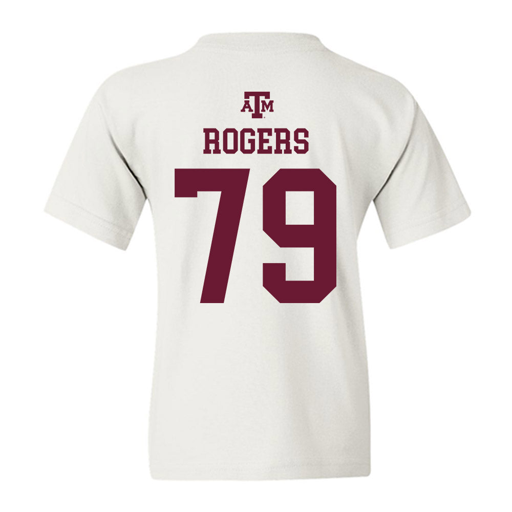 Texas A&M - NCAA Football : Lamont Rogers - White Out 2026 Youth T-Shirt-1