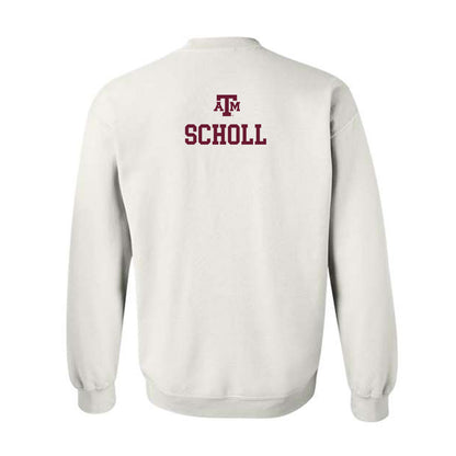 Texas A&M - NCAA Men's Swimming & Diving : Ben Scholl - White Out 2026 Crewneck Sweatshirt-1