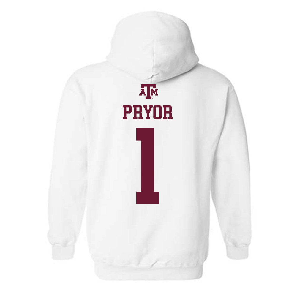 Texas A&M - NCAA Women's Basketball : Ny'Ceara Pryor - White Out 2026 Hooded Sweatshirt-1