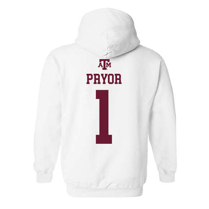 Texas A&M - NCAA Women's Basketball : Ny'Ceara Pryor - White Out 2026 Hooded Sweatshirt-1