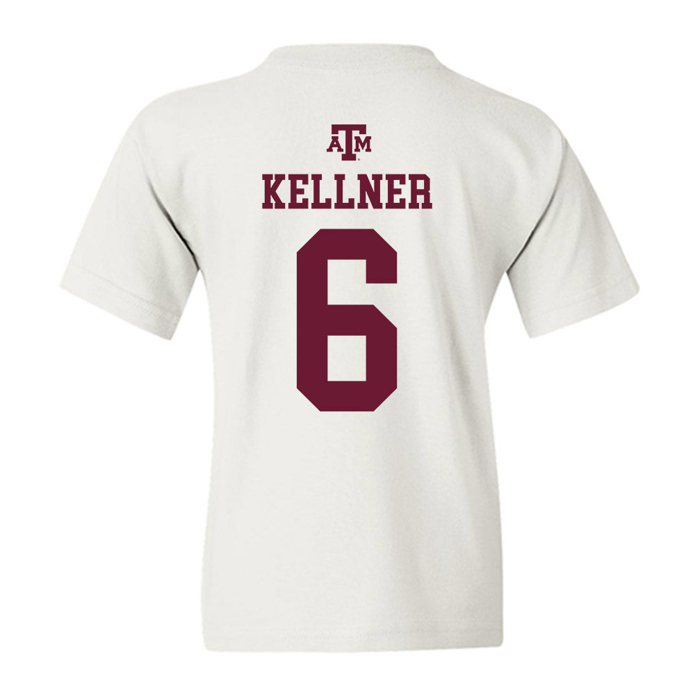 Texas A&M - NCAA Baseball : Boston Kellner - White Out 2026 Youth T-Shirt-1