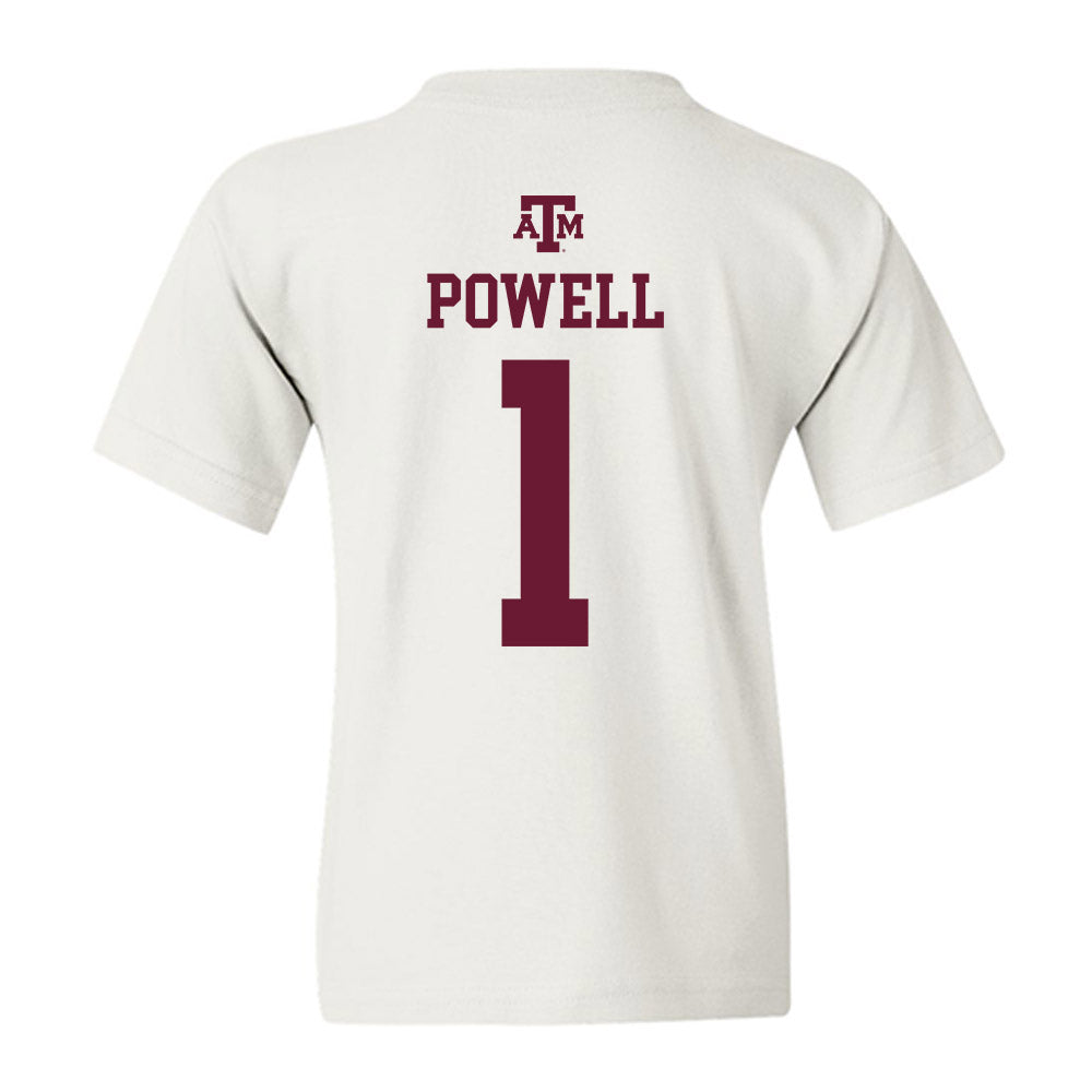 Texas A&M - NCAA Softball : Kennedy Powell - White Out 2026 Youth T-Shirt-1