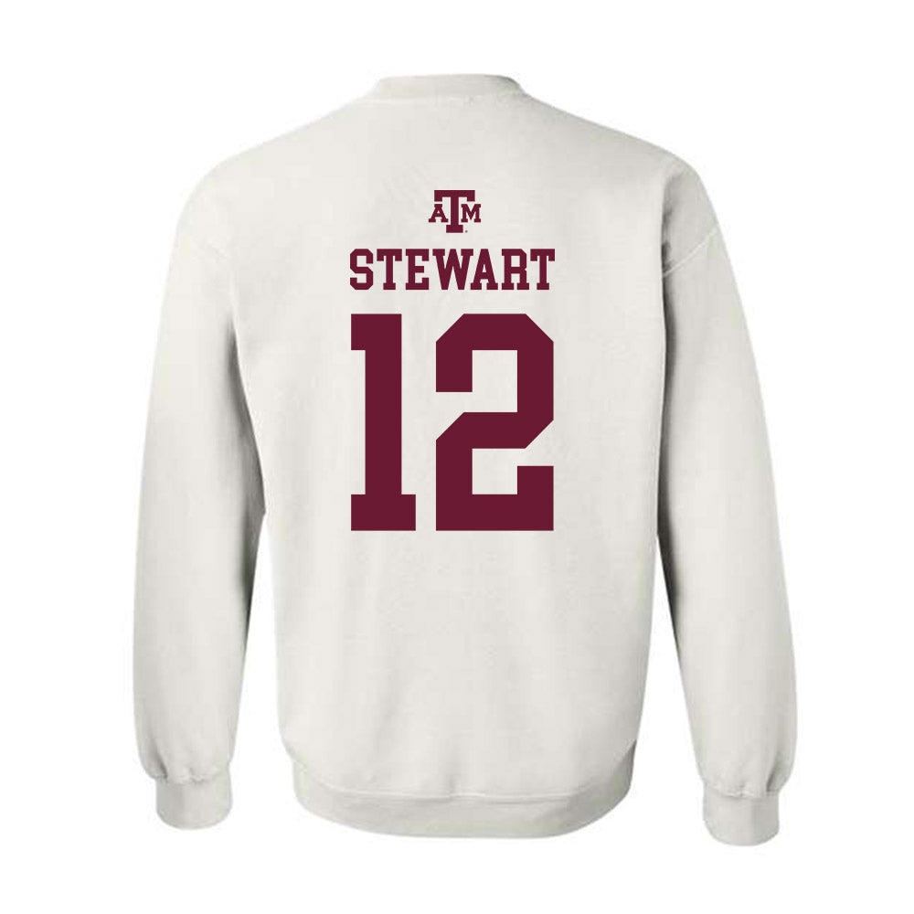 Texas A&M - NCAA Baseball : Joshua Stewart - White Out 2026 Crewneck Sweatshirt-1