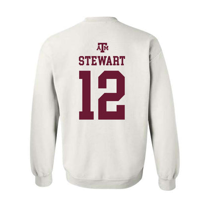 Texas A&M - NCAA Baseball : Joshua Stewart - White Out 2026 Crewneck Sweatshirt-1