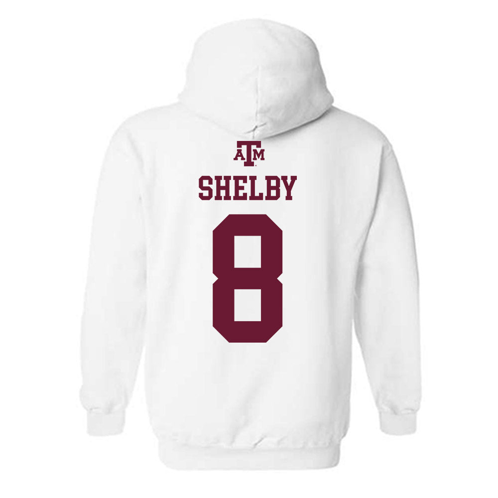 Texas A&M - NCAA Men's Basketball : Noah Shelby - White Out 2026 Hooded Sweatshirt-1