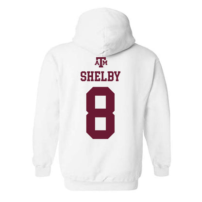Texas A&M - NCAA Men's Basketball : Noah Shelby - White Out 2026 Hooded Sweatshirt-1