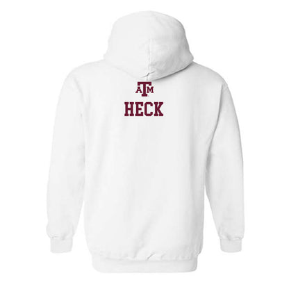 Texas A&M - NCAA Men's Swimming & Diving : William Heck - White Out 2026 Hooded Sweatshirt-1