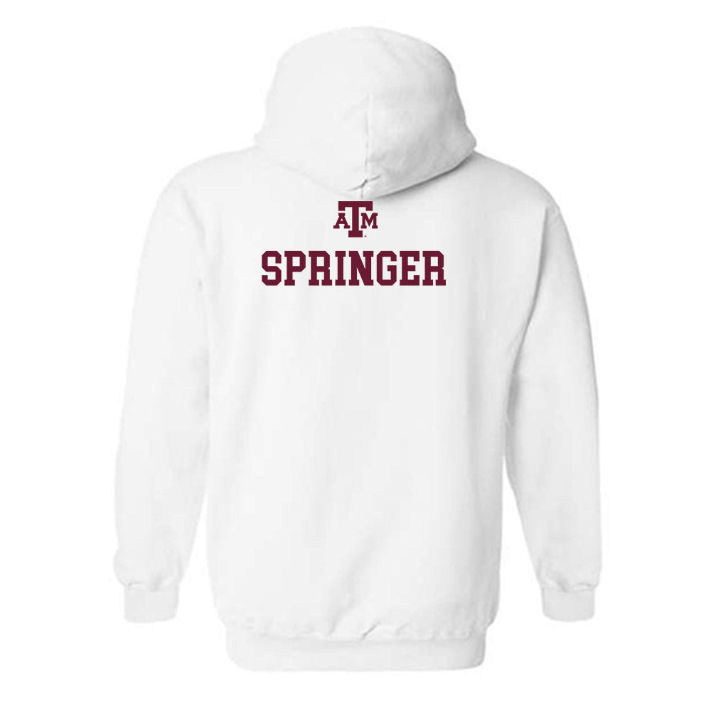 Texas A&M - NCAA Women's Swimming & Diving : Celina Springer - White Out 2026 Hooded Sweatshirt-1