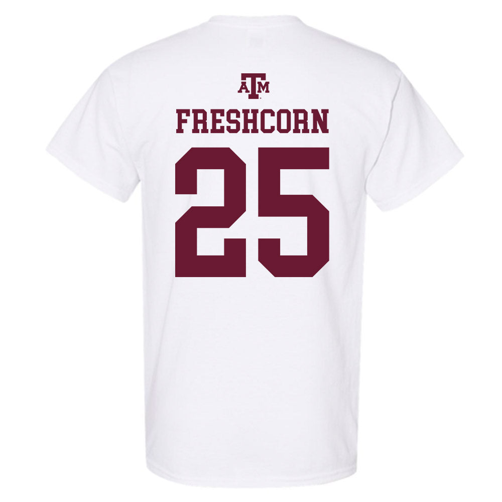 Texas A&M - NCAA Baseball : Clayton Freshcorn - White Out 2026 T-Shirt-1