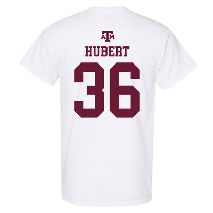 Texas A&M - NCAA Baseball : Cole Hubert - White Out 2026 T-Shirt-1