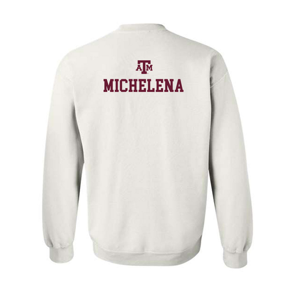 Texas A&M - NCAA Men's Swimming & Diving : Alejandro Michelena - White Out 2026 Crewneck Sweatshirt-1