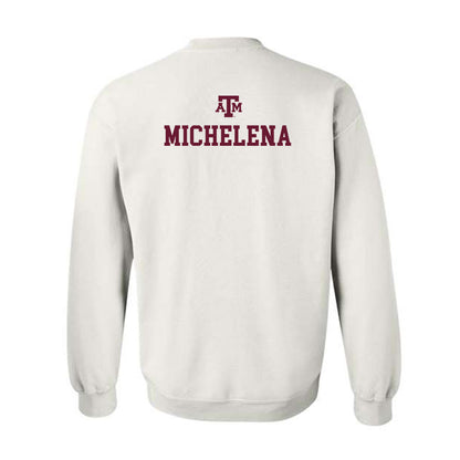 Texas A&M - NCAA Men's Swimming & Diving : Alejandro Michelena - White Out 2026 Crewneck Sweatshirt-1